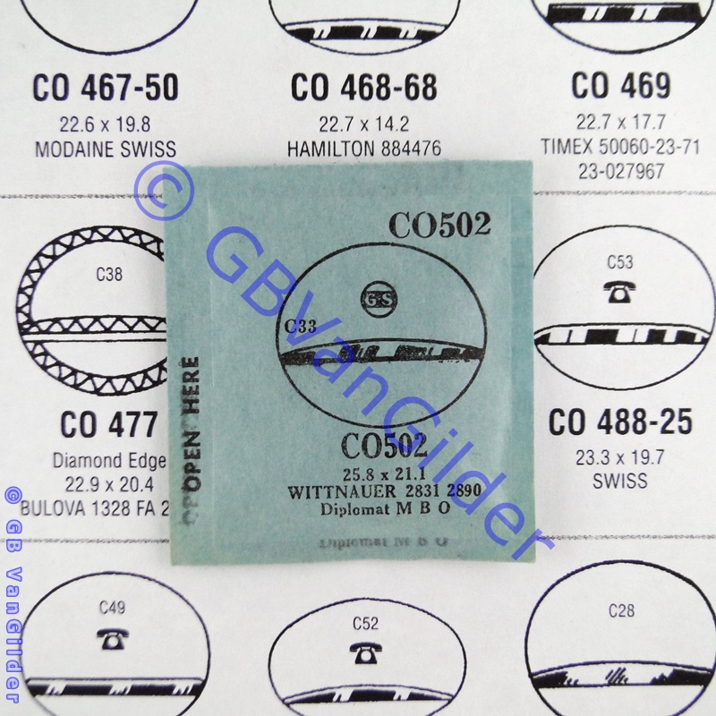 GS CO502 25.8 x 21.1mm for Wittnauer 2831, 2890, Diplomat (M B O) Watch Crystal - 第 1/1 張圖片